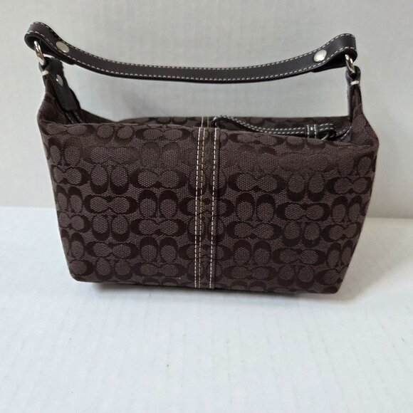 Coach Purse Signature C Monogram Logo Print Brown Jacquard Mini Hobo Bag Y2K - Picture 4 of 10